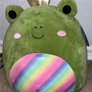 Squishmallows Green Frog with Rainbow Belly